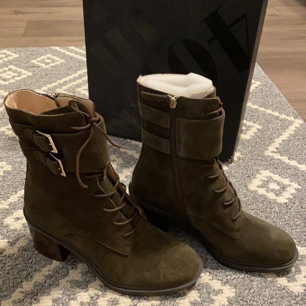 Olive green combat boots
